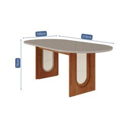 Conjunto Sala de Jantar Mesa Valentina Oval MDF 6 Cadeiras Madeira Maciça - 8