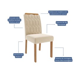 Conjunto Sala de Jantar Mesa Valentina Oval MDF 6 Cadeiras Madeira Maciça - 7