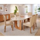 Ver imagem 5 de Conjunto Sala de Jantar 6 Lugares com Mesa Oval Valentina e 6 Cadeiras em Madeira Maciça Marrom/Cinamomo/Off White/Nude
