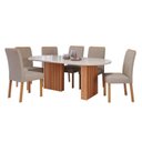 Ver imagem 2 de Conjunto Sala de Jantar 6 Lugares Oval Tampo de Vidro/MDF Ester Cadeiras Fernanda Wood Marrom/Cinamo