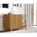 Ver imagem 1 de Buffet Aparador Ripado 3 Portas 100% MDF 136cm Açaí Bege