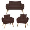 Kit Sofá Opala + 2 Poltronas Opala Sala de Estar Cor:marrom - 1