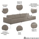 Ver imagem 3 de Sofá Ilha Modular com Puff para Sala Living 392cm Georgia K04 Bouclê Bege Escuro - Mpozenato