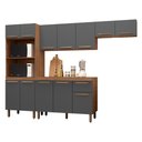 Ver imagem 1 de Armario de Cozinha Pop 2 Fornos com 12 Portas e 1 Gaveta Freijo/chumbo/freijo