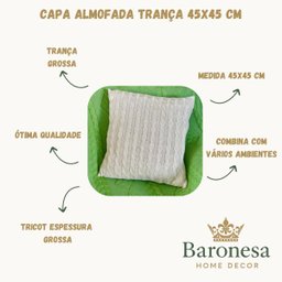 Capa de Almofada Decorativa 45x45 Tricot Bege - 6