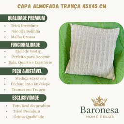 Capa de Almofada Decorativa 45x45 Tricot Bege - 5