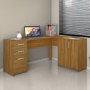 Ver imagem 5 de Escrivaninha Mesa Escritório em L Office Nt 2005 2 Gavetas 3 Portas 157cm Freijo Trend Marrom