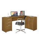Ver imagem 3 de Escrivaninha Mesa Escritório em L Office Nt 2005 2 Gavetas 3 Portas 157cm Freijo Trend Marrom