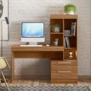 Ver imagem 1 de Escrivaninha Mesa Escritório com Estante Office Nt 2010 2 Gavetas 131,5cm Freijo Trend Marrom