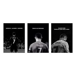 Kit 3 Quadro Cr7 Motivação Cristiano Ronaldo Mdf Tratado 40x28cm - 2