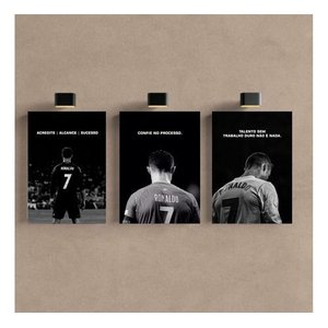 Kit 3 Quadro Cr7 Motivação Cristiano Ronaldo Mdf Tratado 40x28cm