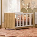 Ver imagem 6 de Conjunto Infantil Luar Berço Mini Cama Cômoda Guarda Roupa 4 Portas 6 Gavetas MDP Freijó Branco