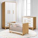 Ver imagem 1 de Conjunto Infantil Luar Berço Mini Cama Cômoda Guarda Roupa 4 Portas 6 Gavetas MDP Freijó Branco