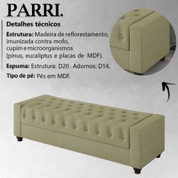 Recamier Calçadeira Bau 140 cm Pes MDF Parri Linho SL 75 Peer - 3