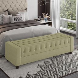 Recamier Calçadeira Bau 140 cm Pes MDF Parri Linho SL 75 Peer - 7