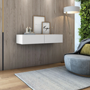 Ver imagem 3 de Aparador Eros 90cm Suspenso Penteadeira Flutuante com Gavetas Moderno Estilo Minimalista:branco