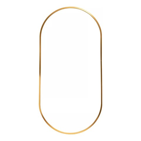 Espelho Oval com Moldura Alumínio Dourada 100x30cm