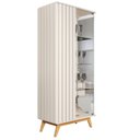 Ver imagem 4 de Cristaleira com Lateral e Porta Ripada Jb Açaí Vidro Temp 4mm e Pés e Travessas em Madeira Maciça