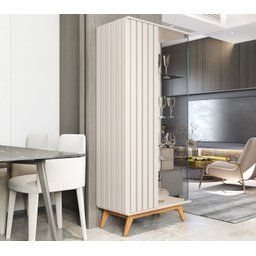 Cristaleira com Lateral e Porta Ripada Jb Açaí Vidro Temp 4mm e Pés e Travessas em Madeira Maciça - 3