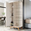 Ver imagem 6 de Cristaleira Ripada Vidro Temperado 100% MDF e Madeira Maciça 180CMX80CM Jb Açaí Branco
