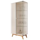 Ver imagem 2 de Cristaleira com Lateral e Porta Ripada Jb Açaí Vidro Temp 4mm e Pés e Travessas em Madeira Maciça