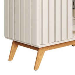Cristaleira com Lateral e Porta Ripada Jb Açaí Vidro Temp 4mm e Pés e Travessas em Madeira Maciça - 7