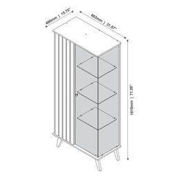 Cristaleira com Lateral e Porta Ripada Jb Açaí Vidro Temp 4mm e Pés e Travessas em Madeira Maciça - 5