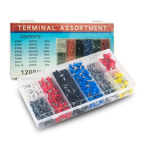 Kit Terminal Tubular Ilhós Isolante 1200 Unidades 8 Modelos Cobre Estanhado