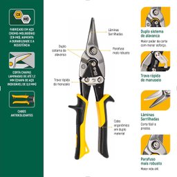 Tesoura Aviação Corte Reto de 10" St93103st Sata - 6