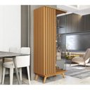 Ver imagem 3 de Cristaleira Ripada com Vidro Temperado e Pés em Madeira Maciça 100% MDF 180CMX80CM Açaí Bege