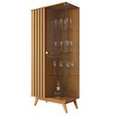 Ver imagem 2 de Cristaleira com Lateral e Porta Ripada Jb Açaí Vidro Temp 4mm e Pés e Travessas em Madeira Maciça