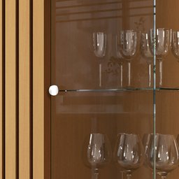 Cristaleira com Lateral e Porta Ripada Jb Açaí Vidro Temp 4mm e Pés e Travessas em Madeira Maciça - 9