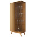 Ver imagem 2 de Cristaleira Ripada com Vidro Temperado e Pés em Madeira Maciça 100% MDF 180CMX80CM Açaí Bege