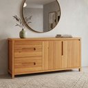 Ver imagem 3 de Aparador Buffet para Sala de Jantar 2 Portas 4 Gavetas 165cm Madeira Maciça Dunia F06 Rústico Claro