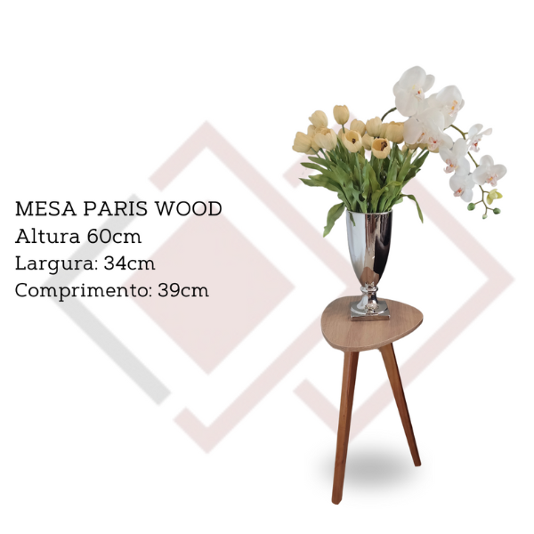 Mesa de Canto e Apoio Lateral Orgânica Paris Wood Mel - 6