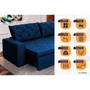 Ver imagem 4 de Sofá Cama Retrátil Reclinável 3,00m Bangkok Suede Velut Azul Marinho Molas no Assento - King