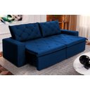 Ver imagem 2 de Sofá Cama Retrátil Reclinável 3,00m Bangkok Suede Velut Azul Marinho Molas no Assento - King