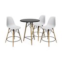 Ver imagem 1 de Conjunto Mesa Bistrô Eames Eiffel Preta com 3 Banquetas Brancas de Madeira