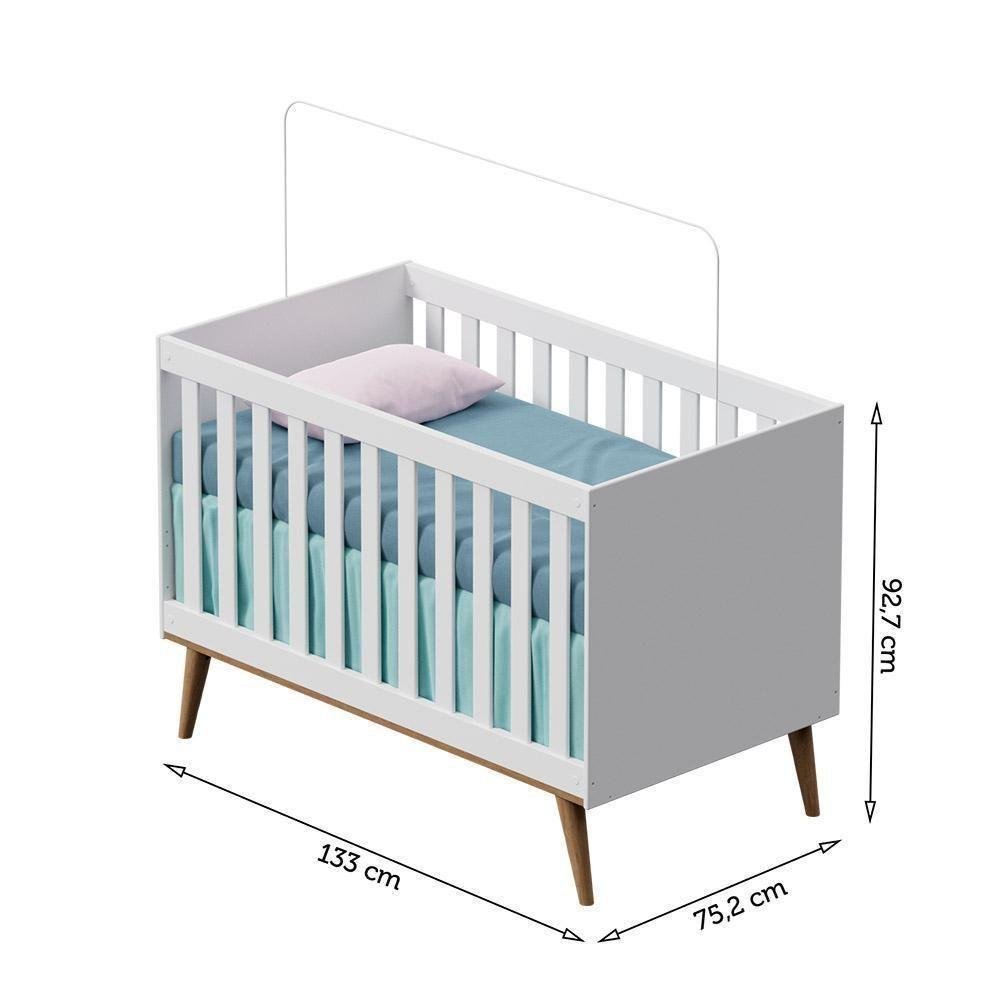 Berço Retrô Evolutivo Com Colchão Ludmila Branco Fosco - 3