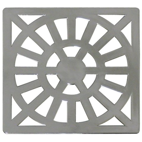 Grelha Quadrada 9,3 x 9,3cm em ABS Cromado com Canto Vazado Cinza