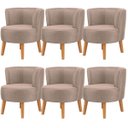 Ver imagem 1 de Kit 6 Poltronas Estofadas para Recepção de Escritório Ergonômica Tecido Veludo Macia Pés de Madeira