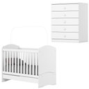 Ver imagem 1 de Berco Mini Cama e Comoda 5 Gavetas Bala de Menta Branco Henn