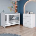 Ver imagem 2 de Berco Mini Cama e Comoda 5 Gavetas Bala de Menta Branco Henn