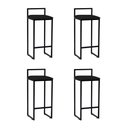 Ver imagem 1 de Kit 4 Banquetas Altas Industriais em Aço Dori Preto Assento Suede Preto