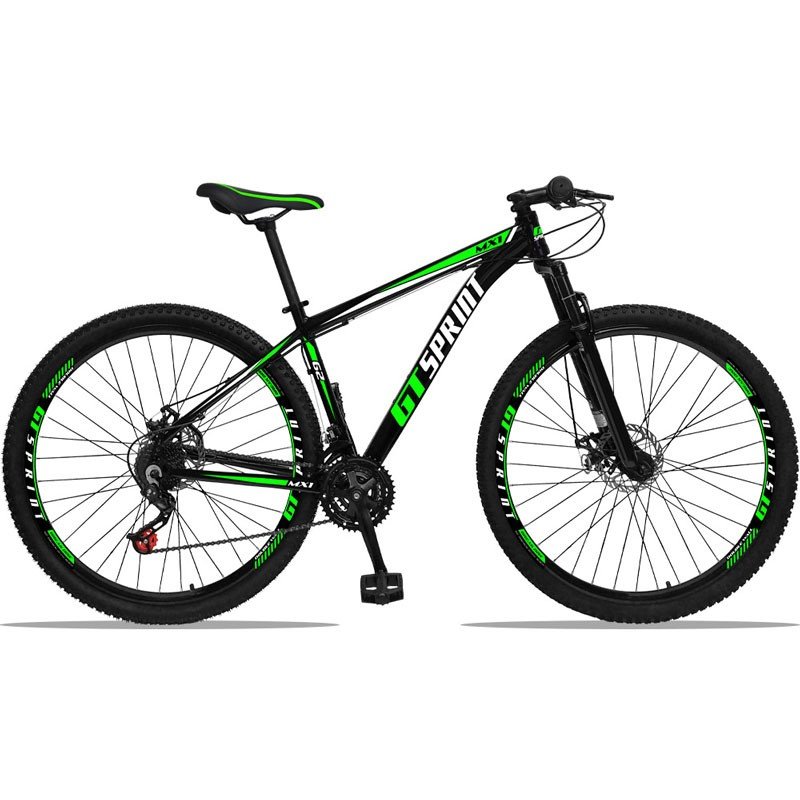 Bicicleta Aro 29 GT SPRINT Alumínio 21v Freio Preto Verde Dropp 15 - 1