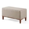 Puff Decorativo Retangular 80cm Rodapé Madeira Oxford - Linho Bege - 1
