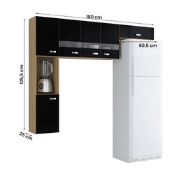 Armario Cozinha Julia 6 Portas Damasco/Preto - 4