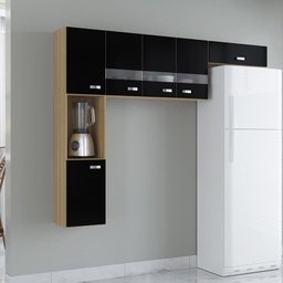 Armario Cozinha Julia 6 Portas Damasco/Preto - 2