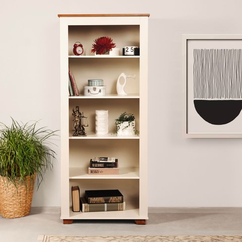 Estante de Livros Pés em Madeira Maciça 4 Prateleiras 78cmx178,2cm Ananda CabeCasa MadeiraOriginals