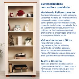 Estante para Livros 4 Prateleiras 178,8cmx78cm Ananda Cabecasa Madeiramadeira - 6